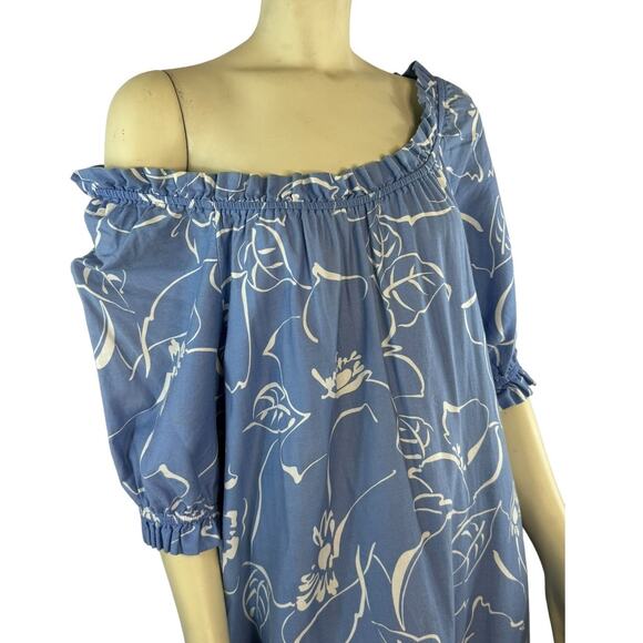 Vintage Hilo Hattie dress made in Hawaii blue & white Floral Cotton size medium - Picture 2 of 13
